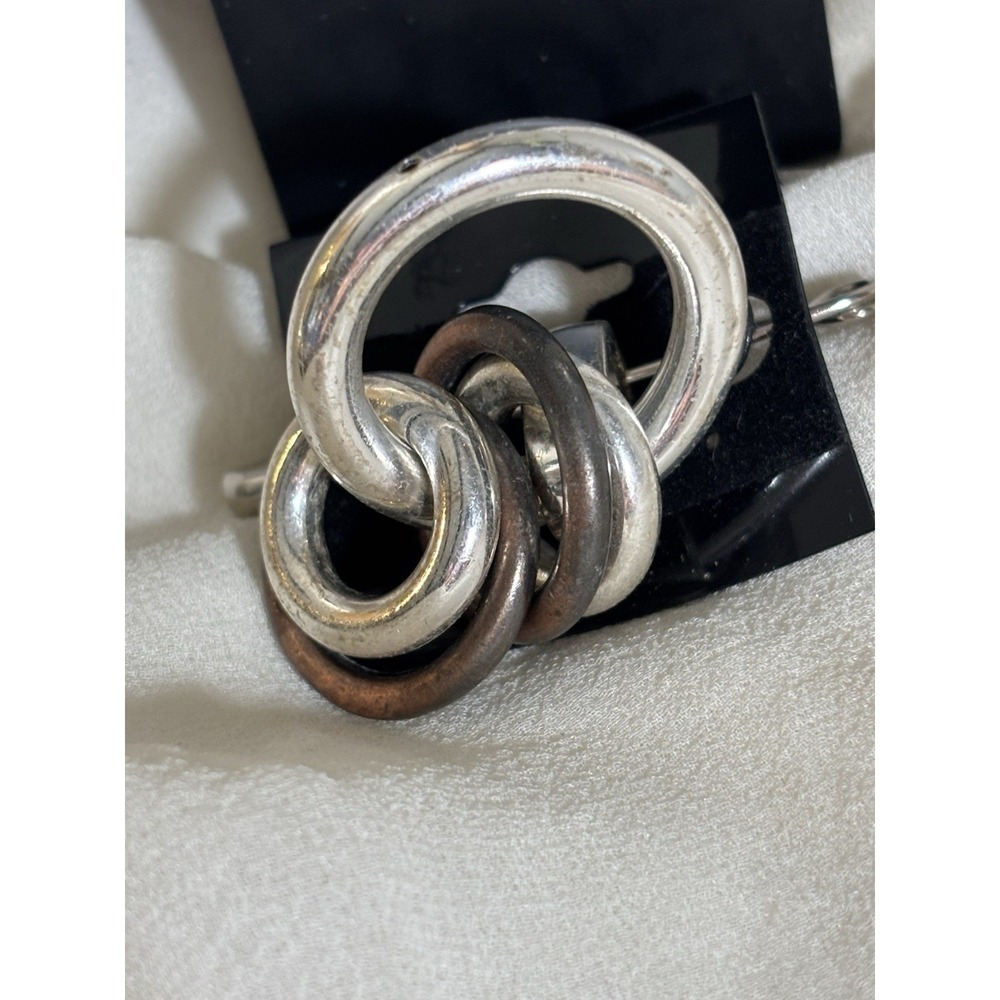 Four CIRCLE PENDANT Silver And Brass Tone - Picture 4 of 5